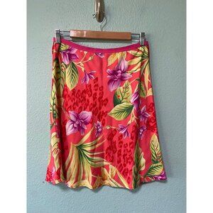 Vintage Loco Lindo Women's Pink Floral‎ Cheetah Print Skirt